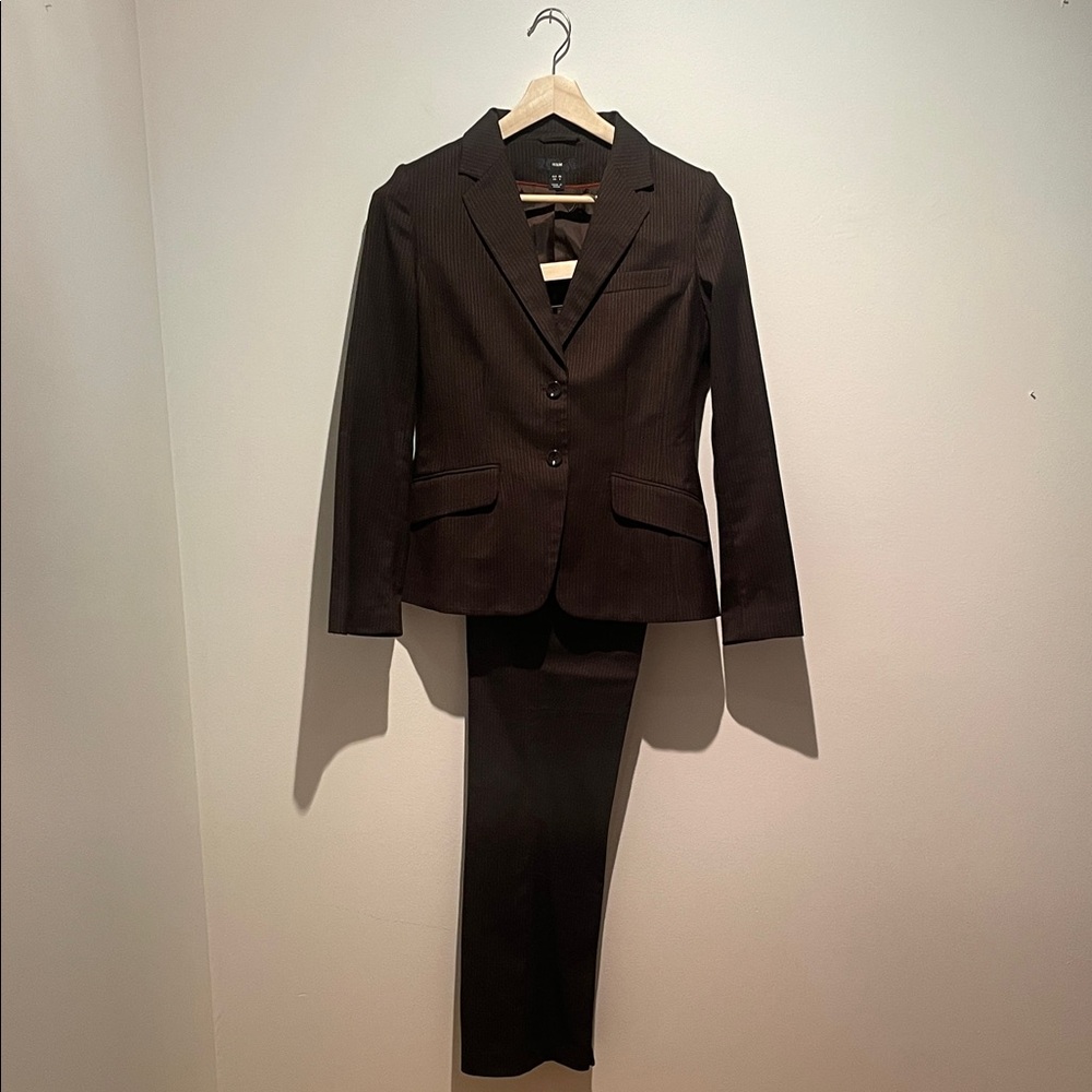 H&M Women's Brown Pinstripe Pantsuit